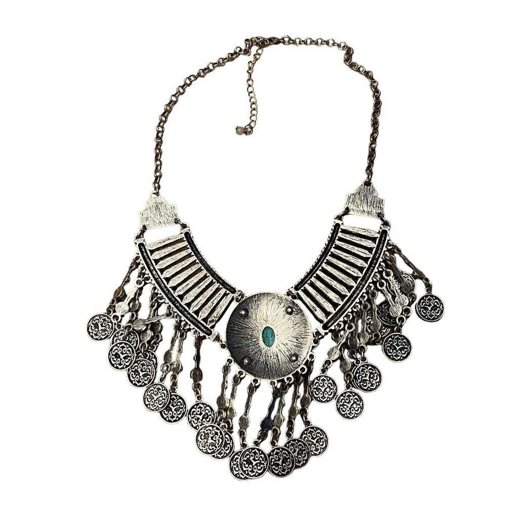 Faux Turquoise Silverstone Statement Necklace Sou… - image 7